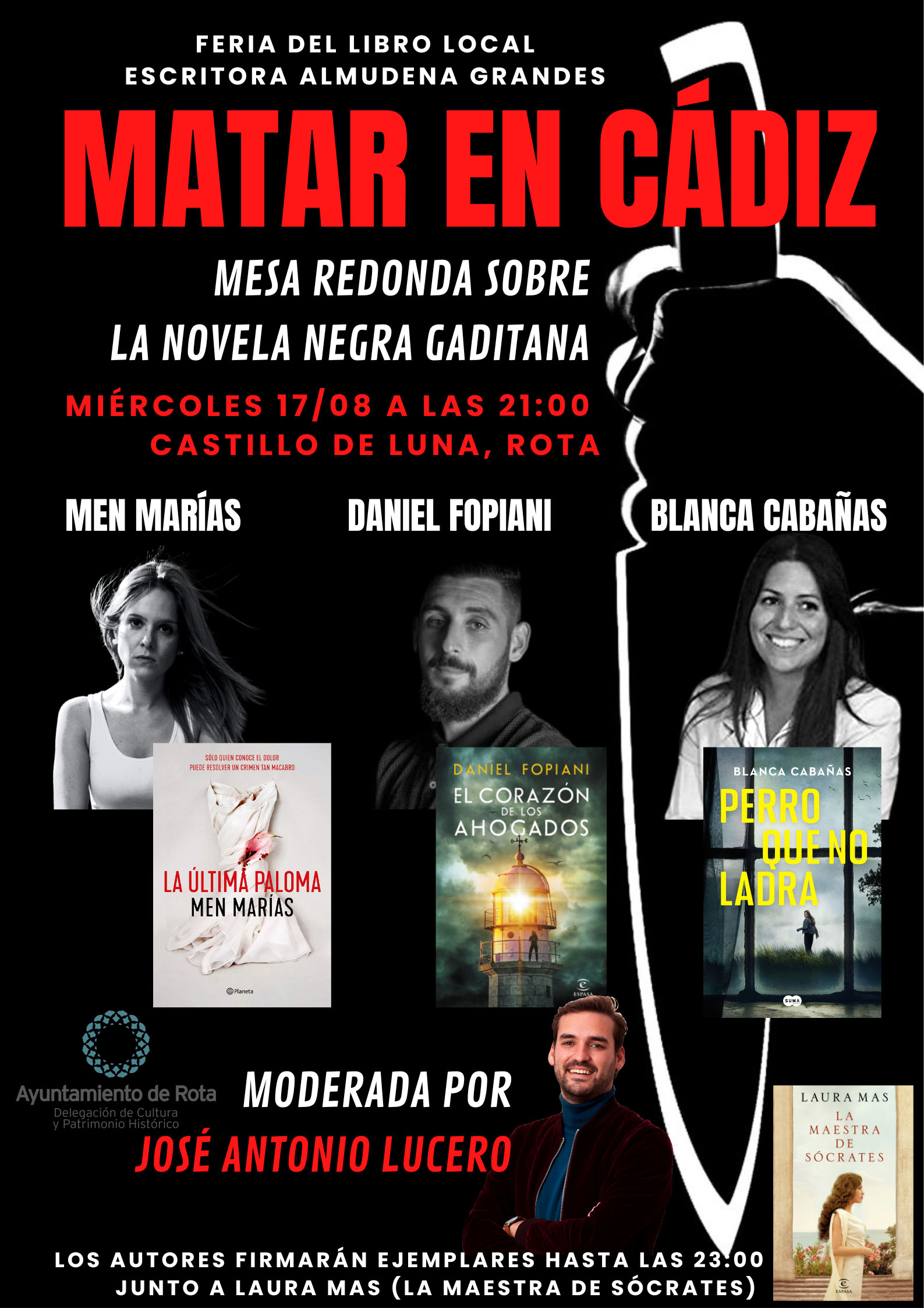 220816 feria del libro mesa redonda novela negra en Cdiz ok