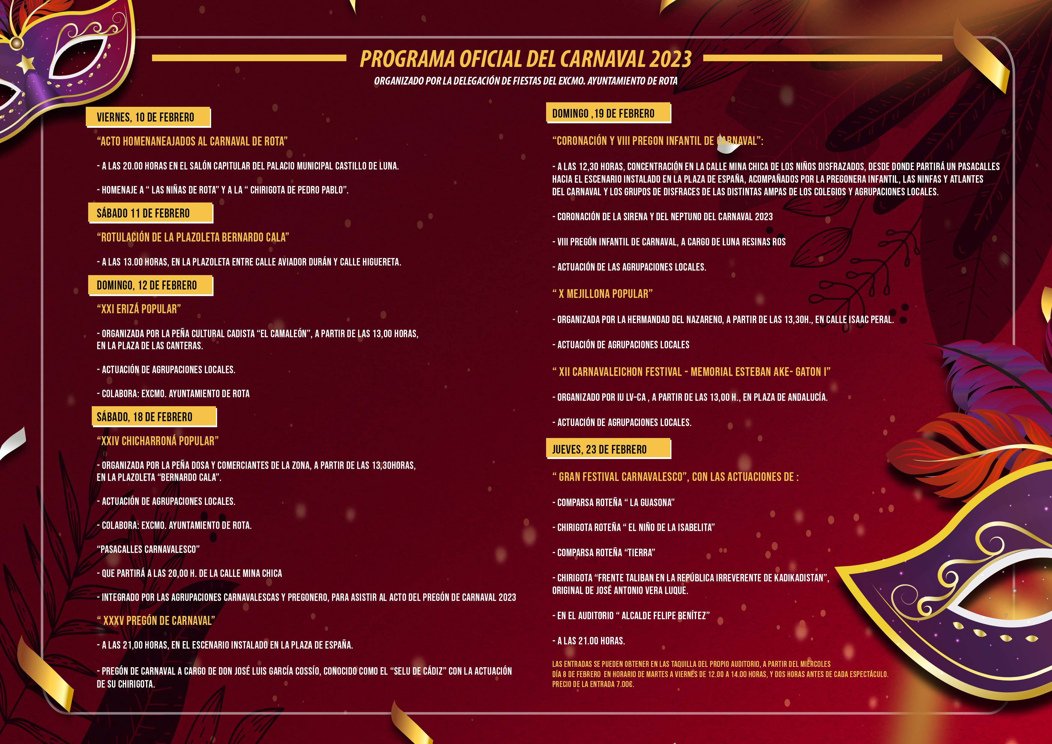 Programa Carnaval de Rota 2023 2