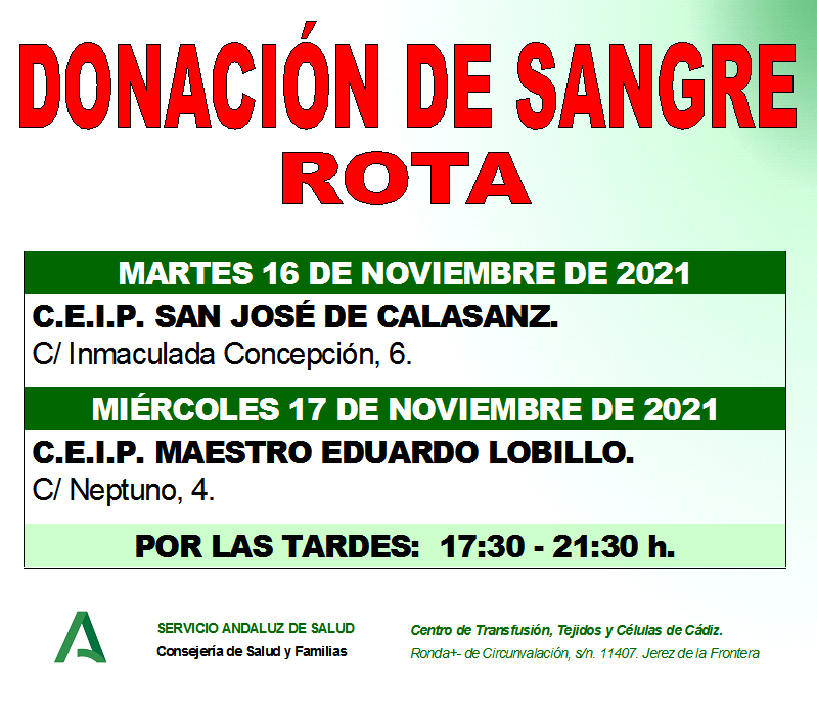 211111 donacin de sangre ROTA 16 Y 17 NOVIEMBRE